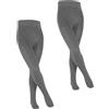 FALKE Family Multipack K Ti cotone tinta unita confezione di 2 pezzi, Collant Unisex Bambini, Grigio Light Grey Melange 3390, 110-116