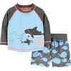 Simple Joys by Carter's Swimsuit Trunk And Rashguard Set Rash Guard, Azzurro Balene/Nero, 5 Anni Bimbo