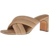 Amazon Essentials Sandalo con Tacco Incrociato con Cinturini Imbottiti e Soletta in Memory Foam Donna, Beige Finta Micro Scamosciato, 44.5 EU