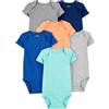 Simple Joys by Carter's Short Sleeve Bodysuit Body, Blu/Arancione/Verde Menta, 3-6 Mesi (Pacco da 6) Bimbo
