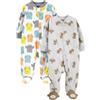 Simple Joys by Carter's 2-Pack Neutral Fleece Footed Sleep And Play Traversine per Neonati e Bambini, Bianco Gufi/Grigio Scimmia, Prematuro (Pacco da 2) Bimbo