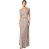Maya Deluxe Abendkleid Pailletten Maxi Abendkleid Elegant für Hochzeit V-Ausschnitt A-linien-schnitt Brautjungfernkleid