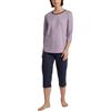 CALIDA Lovely Nights - Pigiama da Donna a 3/4, in 100% Cotone Biologico, con Elastico in Vita, Peacoat Blue, 40-42