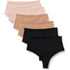 Amazon Essentials Tanga, Perizoma o Vita Alta in Microfibra Donna, Confezione da 6