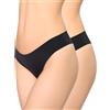 Nur Die Brazilian Invisible Brazilian Slip da Donna Senza Cuciture in Microfibra Ultraleggera, Invisibili e Senza Cuciture, Nero, 40-42