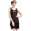 BABEYOND - Vestito da Donna, Stile Gatsby Anni '20, con Scollo a V, Perline e Frange - - XXX-Large