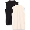 Amazon Essentials Donna Top Senza Maniche in Maglia a Costine Slim Fit con Scollo a Lupetto