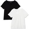 Amazon Essentials T-Shirt da Donna a Maniche Corte con Scollo a V (Disponibile in Taglie Forti), Confezione da 2, Bianco/Nero, 1X