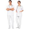 AIESI® Divisa Sanitaria uomo donna (XXXL bianco) in cotone 100% sanforizzato pantaloni e casacca scollo a V