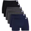 Lower East Le159, Boxer Rétro Uomo, Nero/Grigio Scuro/Blu Navy (Confezione Da 6), M