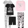 Simple Joys by Carter's 6-Piece Snug Fit Cotton Pajama Set Pigiama, Grigio Panda/Nero Pois/Rosa Gufi, 5 Anni (Pacco da 3) Bambina