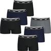 Athena - Set di 6 Boxer da Uomo Essenziali - Comfort e Traspirante - Cotone Elasticizzato Traspirante - Etichetta Oeko-Tex® Standard 100, Nero/Marina/Grigio, M