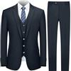 Cooper & Nelson Completo da Uomo Aderente, 3 Pezzi, Giacca a Tinta Unita con Un Bottone, Pantaloni, Gilet e Cravatta, Set da Smoking, Blu Navy Scuro, XS