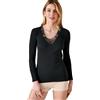 Damart T-Shirt a Maniche Lunghe in Thermolactyl Traforato Nero L