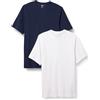 Amazon Essentials Serafino in piqué a Maniche Corte dalla vestibilità Standard (Disponibile nelle Taglie Big & Tall) Uomo, Pacco da 2, Bianco/Blu Marino, XL