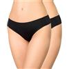 Nur Die Slip Invisibili da Donna, Confezione da 2, Senza Cuciture, in Microfibra, Ultra Leggero, Invisibili e Senza Cuciture, Nero, 36-38