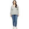 FIORELLA RUBINO: Felpa Lurex con Scollo a V Curvy Size Grigio Stagione Primavera Estate 2024.