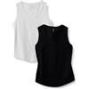 Amazon Essentials Top senza maniche in 100% Cotone, Vestibilità Regolare Donna, Pacco da 2, Bianco/Nero, XL