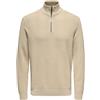 ONLY & SONS Onsmace Reg 12 Herringbon Half Zip Knit da Uomo, Rivestimento Argento., S