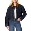 Amazon Essentials Giacca in Denim Corta con Colletto in Velluto a Coste a Contrasto, vestibilità Oversize Donna