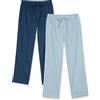 Amazon Essentials Pantaloni Pigiama Lunghi in Popeline di Cotone Elasticizzato Uomo, Confezione da 2, Blu Stampa Disegni Geometrici/Indaco, XS