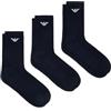 Emporio Armani Calzini corti casual da uomo, in cotone, confezione da 3, blu, taglia unica, Blu/Blu/Blu, Taglia unica