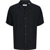 JACK & JONES JJEJEFF Solid Resort Shirt S/S SN, Nero, S