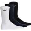 Emporio Armani Calzini corti da uomo, casual, in cotone, confezione da 3, multicolore, taglia unica, Bianco/Nero/Blu marino, Taglia unica