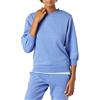 Amazon Essentials Felpa girocollo da donna con dettagli in pile e maniche in spugna francese, blu, S