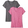 Amazon Essentials T-Shirt Tecnica Scollo V Elasticizzata Asciugatura Rapida (Anche in Taglie Forti) Donna, Pacco da 2