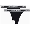 Emporio Armani Logoband - Perizoma da Donna, Confezione da 2, Nero, XS, Nero, XS
