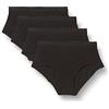Playtex Slip Midi in Cotone Biologico Confortevole Donna x4, Nero, 4/L