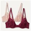 Amazon Essentials Reggiseno a Scollo Profondo in Pizzo Elasticizzato Donna, Confezioni Multiple