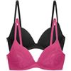 DORINA WILLA-2PP-Plunge Willa - Set di 2 Reggiseni Push-Up per Immersioni - Armature, Imbottiti, Spalline Regolabili, Pizzo e Microfibra, Colore: Rosa e Nero, Viola/Nero, 5D