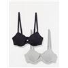 Amazon Essentials Reggiseno in Cotone Coppa Media Donna, Pacco da 2, Blu Marino/Grigio Puntinato, 4A