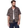 Amazon Essentials Camicia in misto lino a maniche corte dalla vestibilità comoda Uomo, Motivo Bandana Marrone Scuro, S