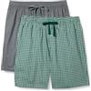 Amazon Essentials Pantaloncini del Pigiama da Casa in Popeline di Cotone Elasticizzato Uomo, Confezione de 2