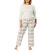 Amazon Essentials Pigiama con Maglia a Maniche Lunghe e Pantaloni in Flanella Leggera Donna, Azzurro Opaco Motivo A Quadri Misto/Avena Puntinato, XXS