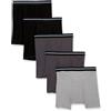 Amazon Essentials Boxer Aderenti in Cotone Traspirante, Senza Etichette Uomo, Confezione da 5, Carbone/Grigio Puntinato/Nero, XXL