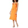 The Drop Ana Silky Vestito con scollo a V midi sottoveste da Donna, Large, Arancio fuoco