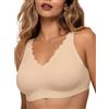 COMFELIE Reggiseno Senza Cuciture Comodo per Tutti i Giorni, Reggiseno Traspirante Senza Cuciture con Bordi smerlati, Nude, XL