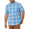 Amazon Essentials Camicia a Maniche Corte in Popeline Elasticizzato (Disponibile in Taglie Extra Forti) Uomo, Blu Pesca Motivo Scozzese, 4XL Plus