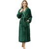 NY Threads - Vestaglia lunga da donna in morbido pile caldo, con collo a scialle, di alta qualità, Verde, Medium