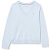 Tommy Hilfiger Donna Pullover Jersey Stitch con Scollo a V, Blu (Breezy Blue), 56
