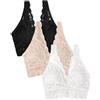 Smart & Sexy Bralette da Donna in Pizzo con Scollo a V, Senza Fili, Comoda ed Elegante, Disponibile in Confezioni Multiple, in The Buff/Bianco/Nero - Confezione da 3, L