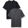 Amazon Essentials Serafino ad Asciugatura Rapida a Maniche Corte dalla vestibilità Standard Uomo, Pacco da 2, Carbone/Nero, L