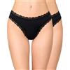 Nur Die Invisible - Perizoma in Pizzo da Donna, Senza Cuciture, con Pizzo, Invisibile, Senza Cuciture, in Morbida Microfibra Leggera, Nero, 44-46