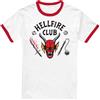 Stranger Things Hellfire Club Ringer T-Shirt Ringer Unisex, Bianco Rosso, S