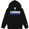 Champion Legacy Graphic Shop B (306839) - Ultra-Light Soft Compact Powerblend Fleece Full-Zip Felpa con Cappuccio, Nero, 3-4 Anni Bambini e Ragazzi FW24