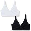 Amazon Essentials Reggiseno per Allattamento in Microfibra Effetto Pesca Donna, Confezione da 2, Nero/Bianco, XS